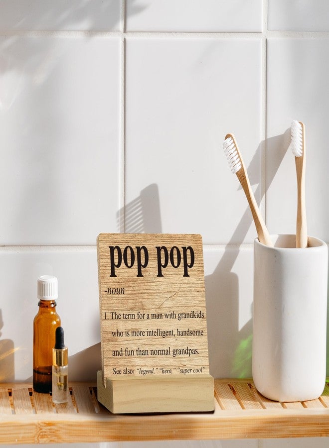 QASHWEY Pop Pop Desk Decor, Pop Pop Gifts, Grandpa Papa Grandfather Gifts Wood Table Signs, Gifts for Pop Pop Grandpa Grandfather, Pop Pop Definition Wooden Plaque with Wooden Stand for Home Office - Image 4